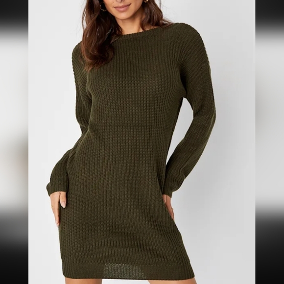 Lulus Olive Green Sweater Dress - Picture 2 of 5